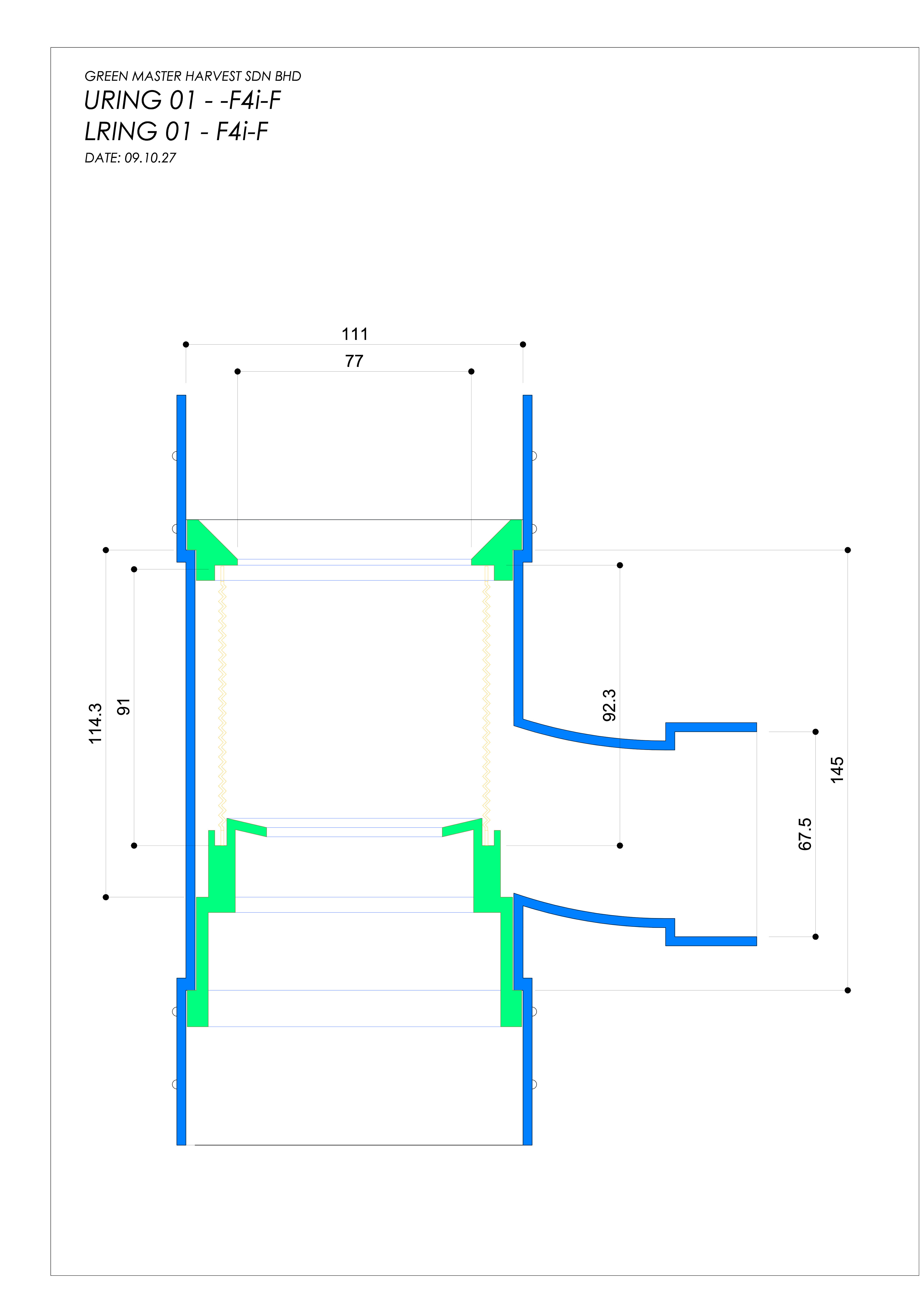 4-inch Voda Self-Cleansing Filter cross-section drawing